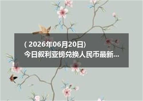 ( 2026年06月20日) 今日叙利亚镑兑换人民币最新汇率行情