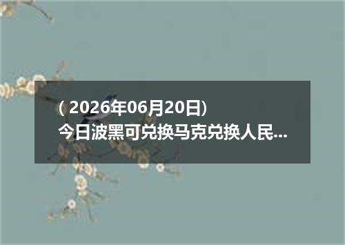 ( 2026年06月20日) 今日波黑可兑换马克兑换人民币最新汇率行情