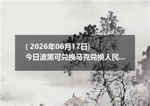 ( 2026年06月17日) 今日波黑可兑换马克兑换人民币最新汇率行情