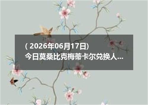 ( 2026年06月17日) 今日莫桑比克梅蒂卡尔兑换人民币最新汇率行情